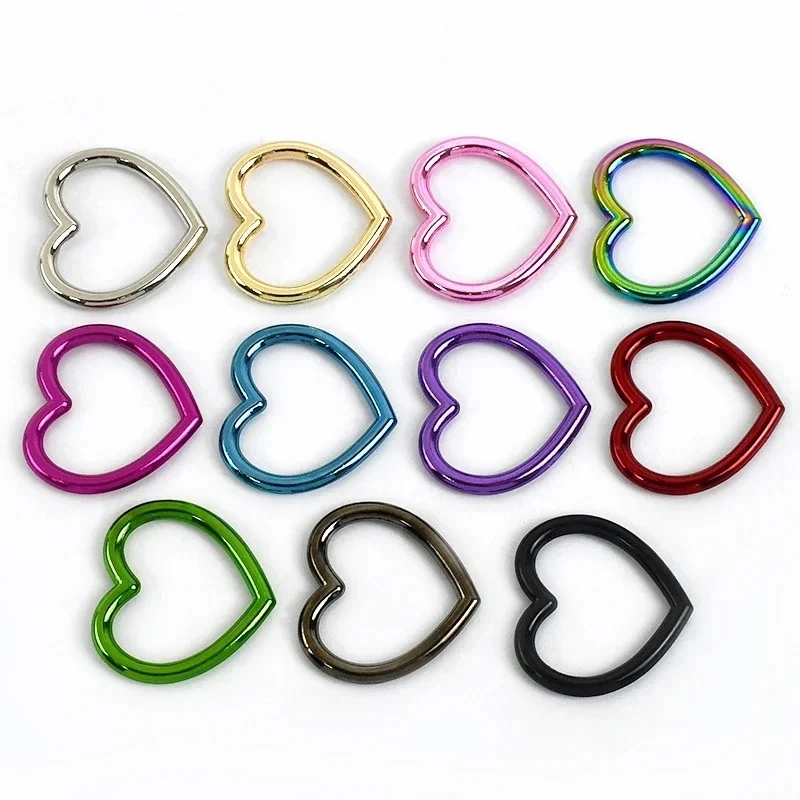 MeeTee BF828 35mm Other Bag Hardware Parts DIY Pendant Accessories Color Heart Shaped D Ring Buckle For Keyring Handbag Strap