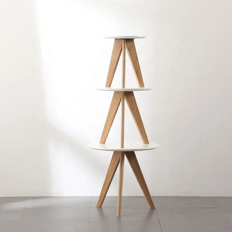 Mesa De Centro Para Sala Living Room Furniture Modern White Three Legs Wood Round MDF Top Side Coffee Table