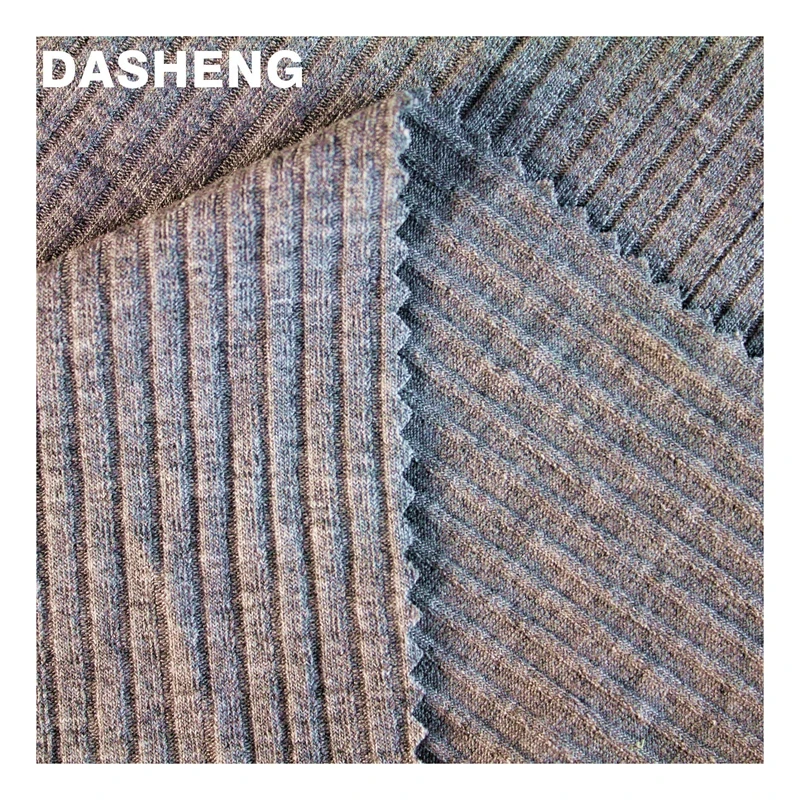 Hot Selling 93%Viscose 7%Spandex knitted grey melange Viscose Stretch Rib for tops pants dresses