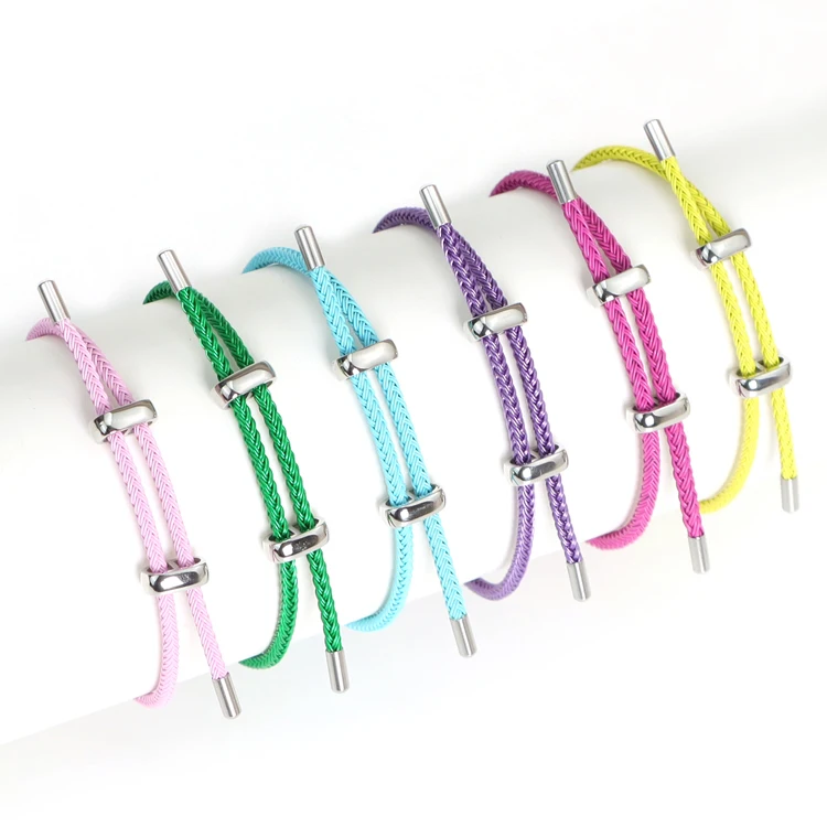 Luxury Adjustable Lock 2.5mm Stainless Steel Rope Hand Made Bracelet Customized Charm Adjustable DIY Rope Bracelet For Women Man