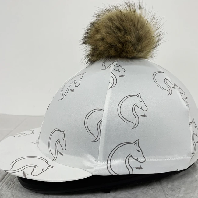 Polyester Elastane Pom Pom Horse Riding Equestrian Helmet Hat Silk Hat Cover