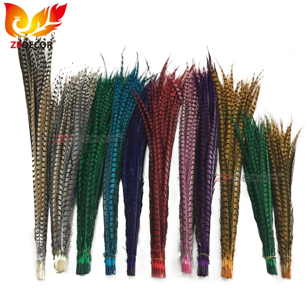 ZPDECOR Real Shipping to Customer Mix Size and Colors Lady Amherst Pheasant Tail Feather for Carnival Costumes Design