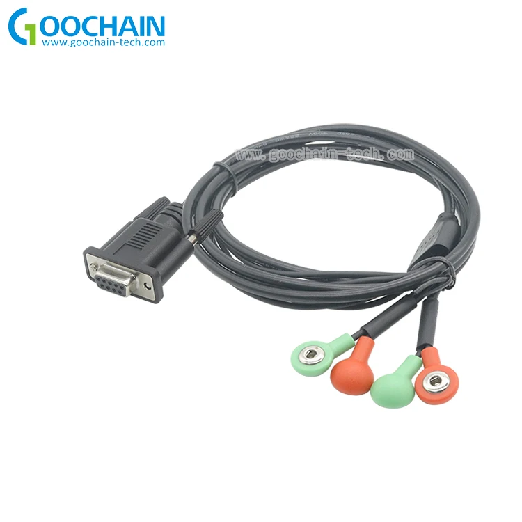 Wholesale Customized DB 9 Pin to 4 in 1 2.5 mm Electrode Female Buckle Electrode Cable Lead Wire for Therapy Machine