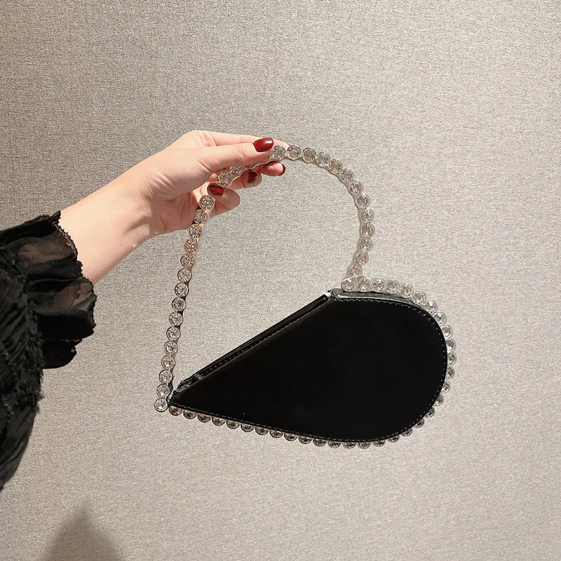 Bolsas De Festa Bling Rhinestone Heart Shape Cutches Wedding Evening Purse For Women Luxury Crystal Cutch Bag Evening Bags