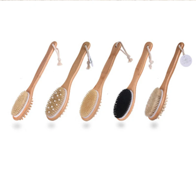 
Chinese manufacturer bamboo body brushes exfoliating back scrubber for shower 