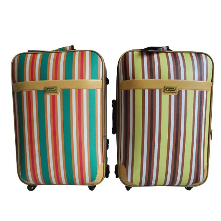 hot sale pu leather material travel trolley bag cartoon printing design luggage classical design suitcase