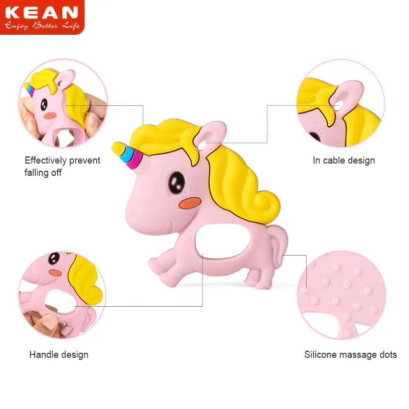Custom Chewable Unicorn Bpa Free New Born Gift Set Stacking Wooden Sensory Ring Kid Silicone Teether glove baby Teethingtoy