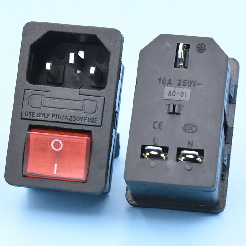 3-in-1 AC jack Female Socket And Fuse And Rocker Switch AC-01 Power Socket