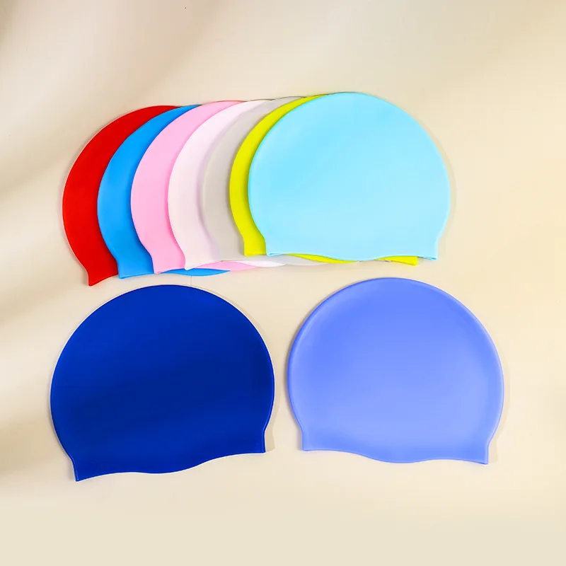 Small MOQ Fast Dispatch Custom Printed Funny Logo 55g Silicone Adult Swimming Caps
