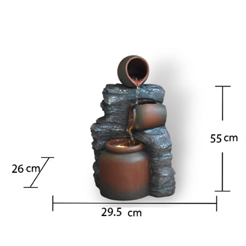 2023 Outdoor Garden GFRC Three Rustic Jugs Cascading Water Fountain with pot for Yard Garden Lawn