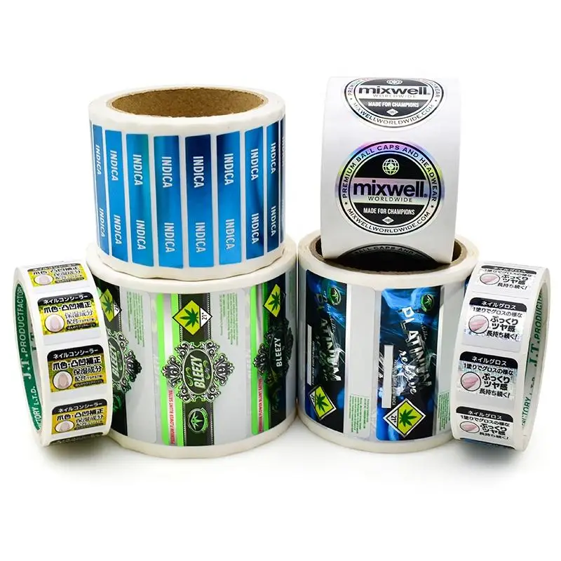 Custom Printed cosmetic Logo Sticker waterproof Self Adhesive Vinyl Roll bottle packaging Label custom stickers