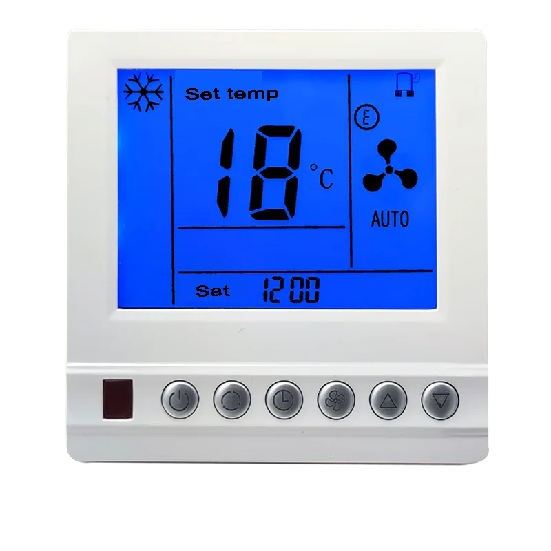 RS485 modbus central computer controlled building hotel room thermostat for fan coil air conditioner 2 pipes 4 pipes
