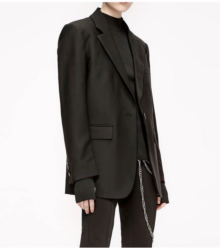 2019 autumn new product Women Suit Open Pure Black Suit coats business suits