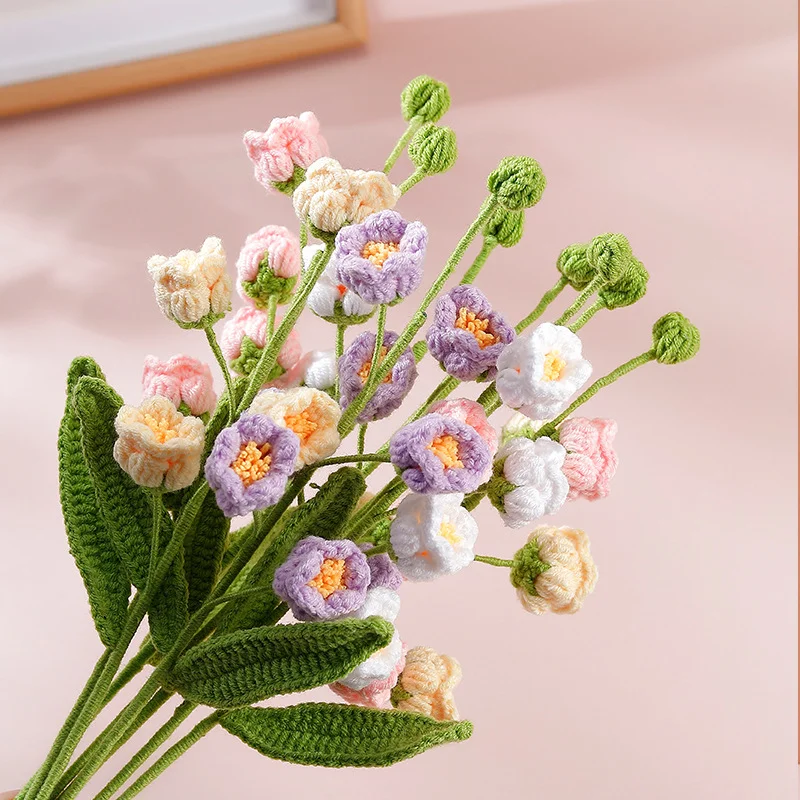 New Creative Gifts Product 100 Handmade Wool Crochet Bouquet Knitted Flowers Valentine S Day Gift