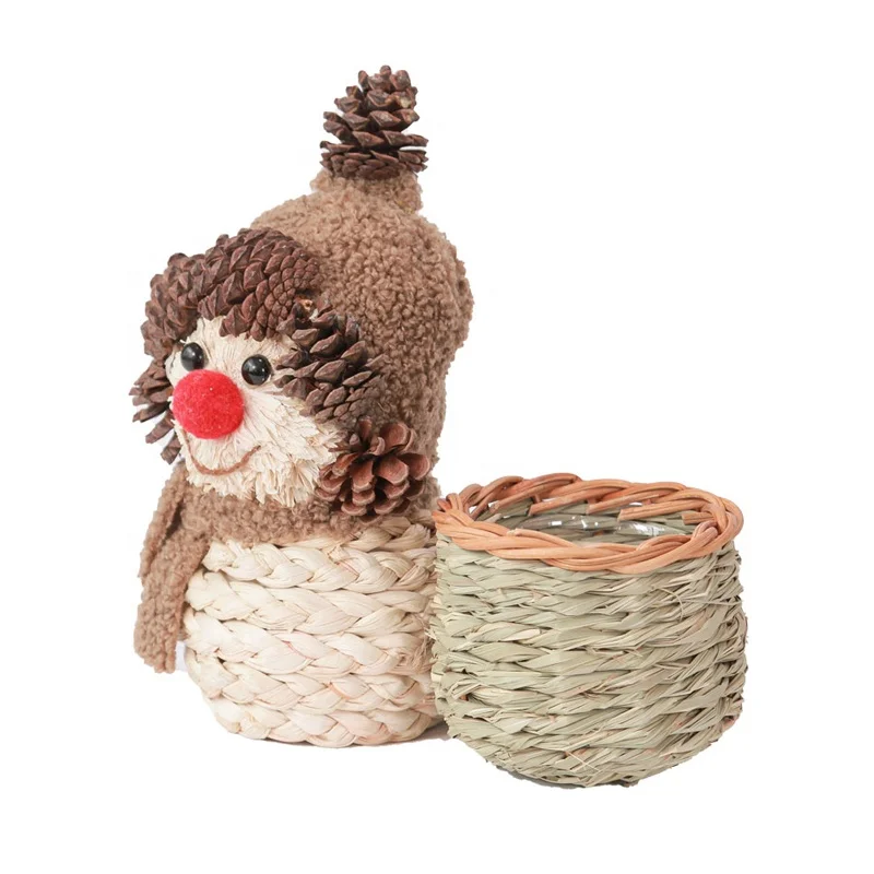 2024 Custom 100% Handmade Desktop Decorative Straw Planter Pot