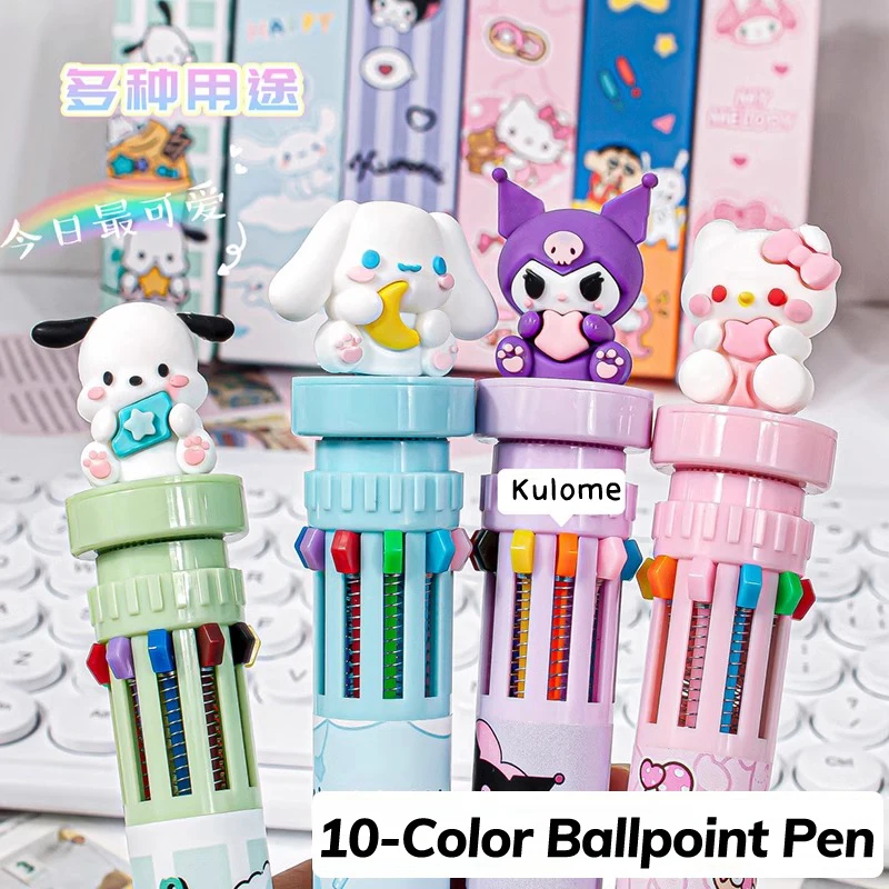 School Cute Things Kawaii Plastic Ballpoint Pens Kawai Stationery Multi Function Pen 10 Colors Sanrio Pens