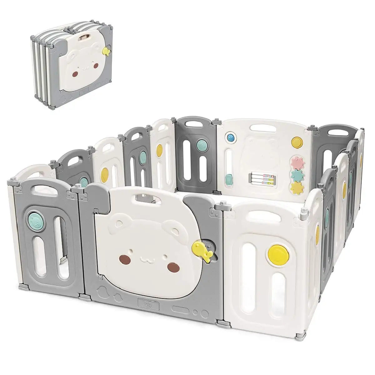 ABST Modern baby playpen grey and white high quality play fence plastic folding fence