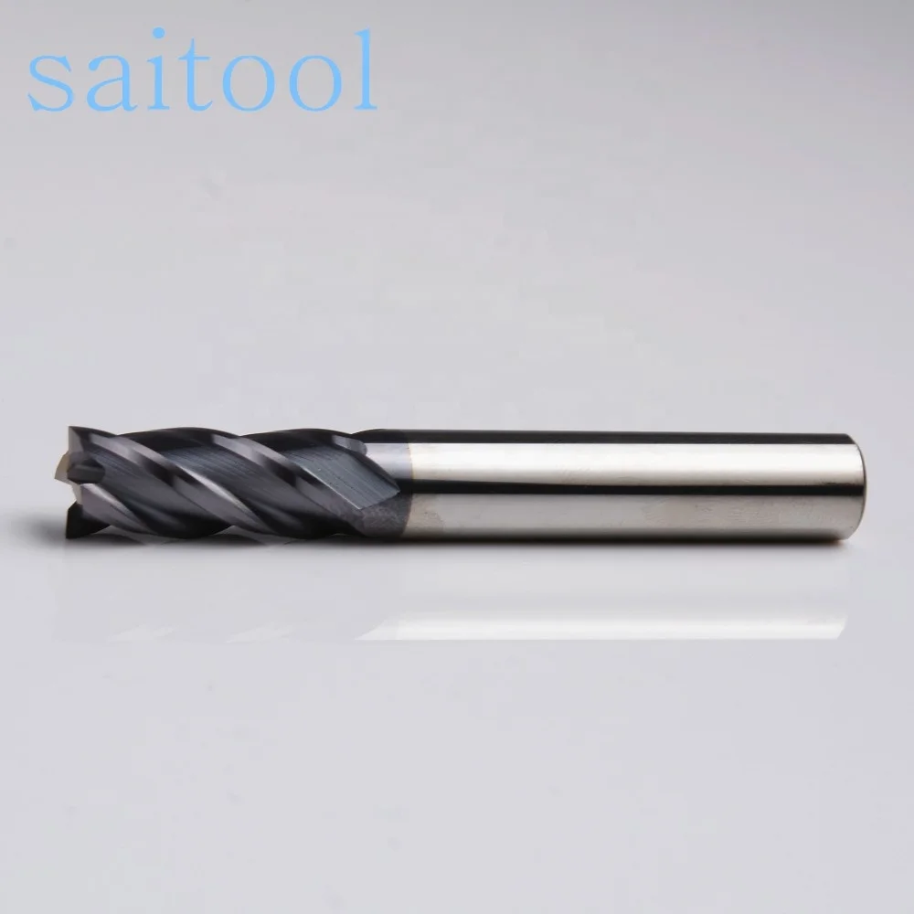 Saitool solid carbide endmill CNC cutter tool for Metal milling cutter bits carbide square end mill HRC 45/55/60/70