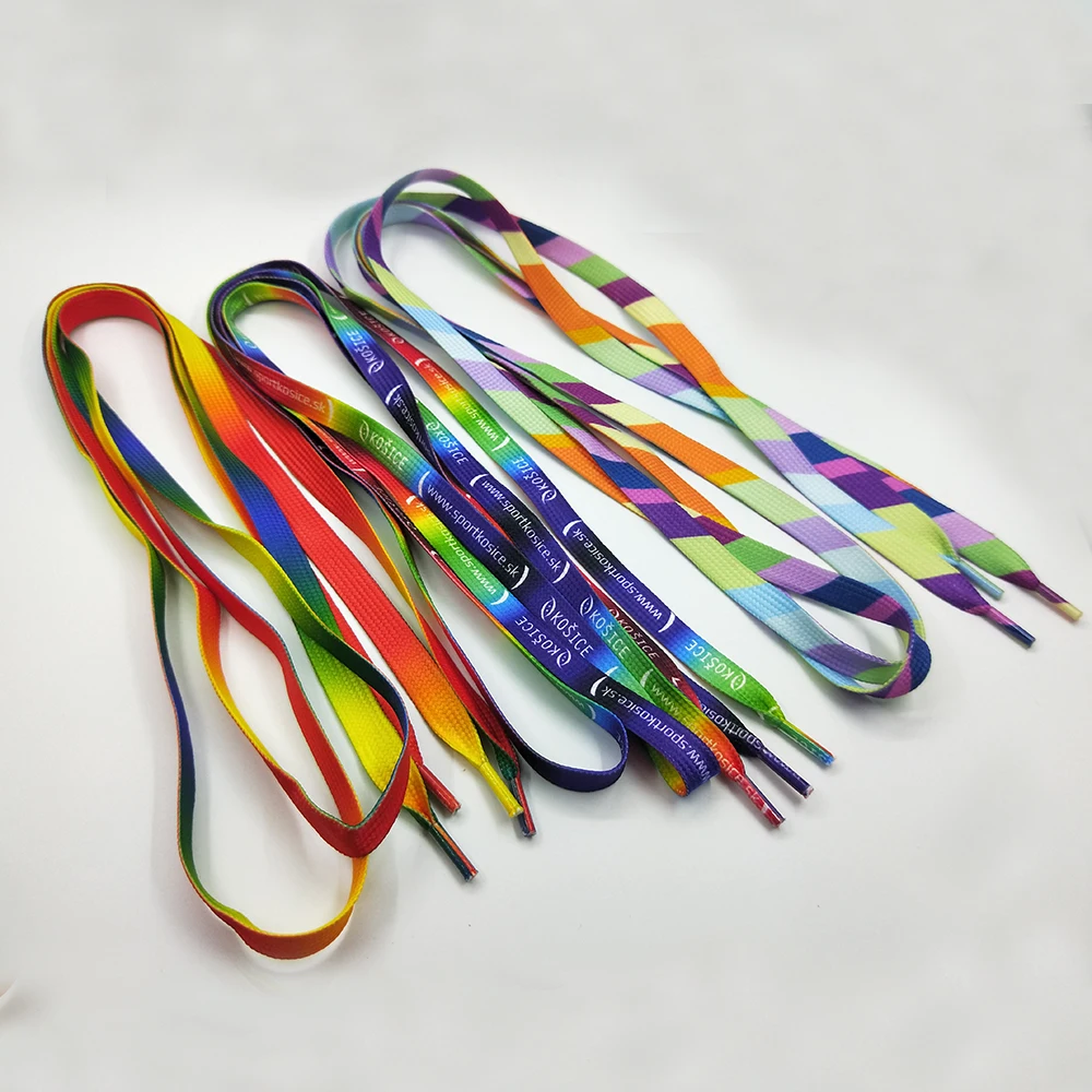 Лидер продаж, новые продукты, модные спортивные шнурки из полиэстера с принтом логотипа, цветные шнурки