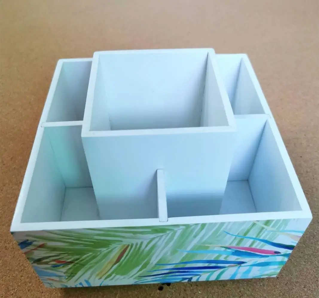 Eco-friendly Bamboo Rotating Pencil Holder with 6 Compartments Bamboo Wooden desk organizer