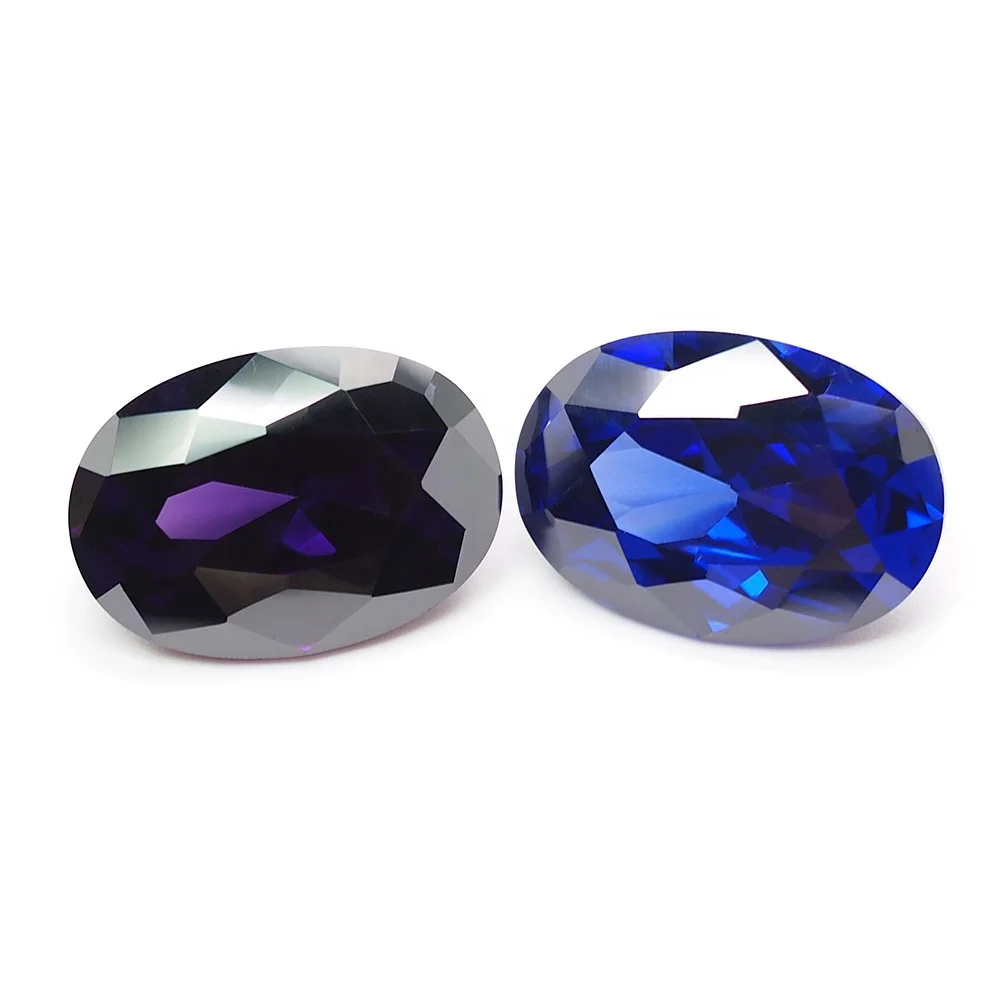 Shining diamond cut synthetic sapphire blue cz loose cubic zirconia stone