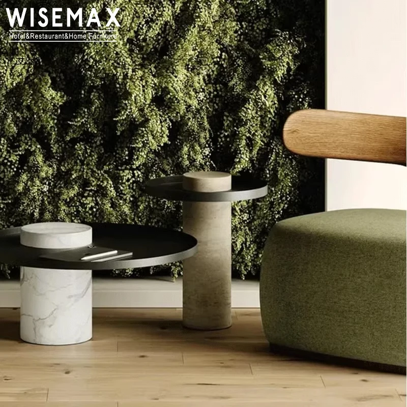 WISEMAX мебель минималистичный Креативный дизайн железный столешница в центре стола травертин журнальный столик для кафе гостиная