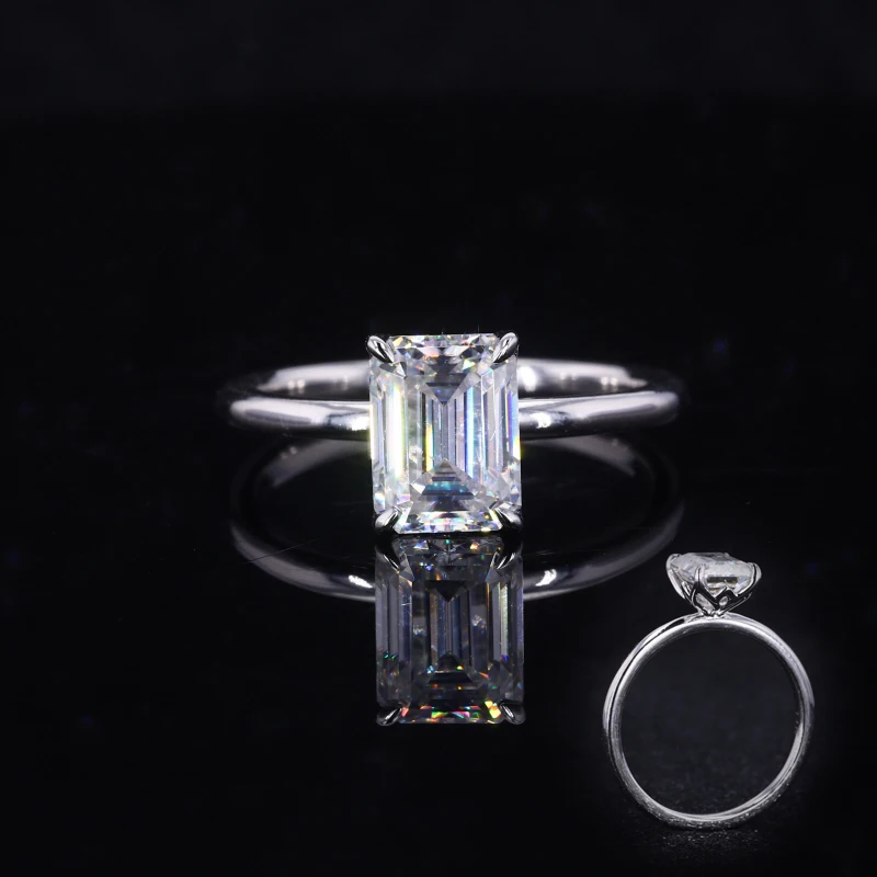 Starsgem 14k white gold ring emerald cut gemstone DEF 14K gold moissanite jewelry engagement ring