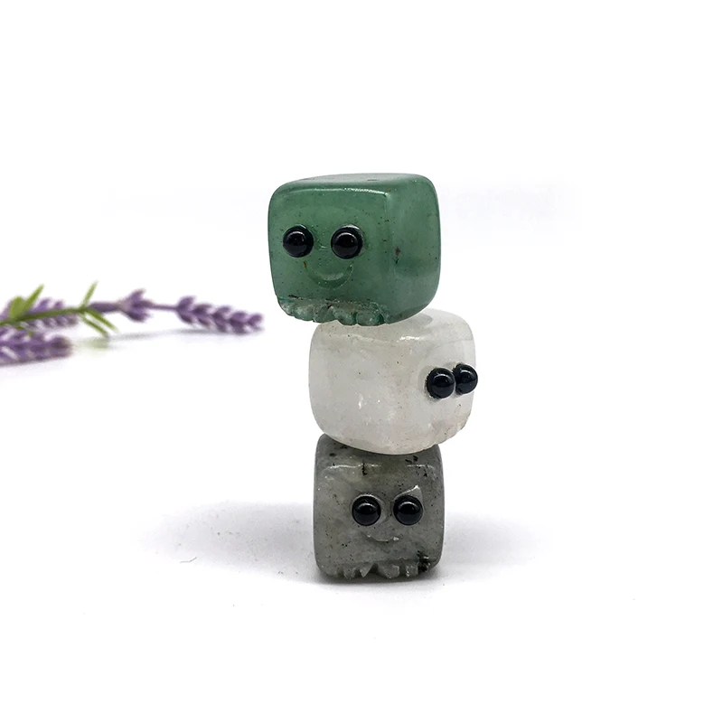 Wholesale High quality crystal  mix material obsidian elfin cube carving  crystal craft rose cute eye cubes for decoration