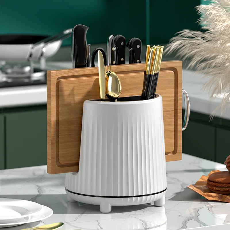 Kitchen Plastic Rotatable Cabinet Basket Shelf Rack Soup Spoon Chopping Board and Chopsticks Holder for Sale