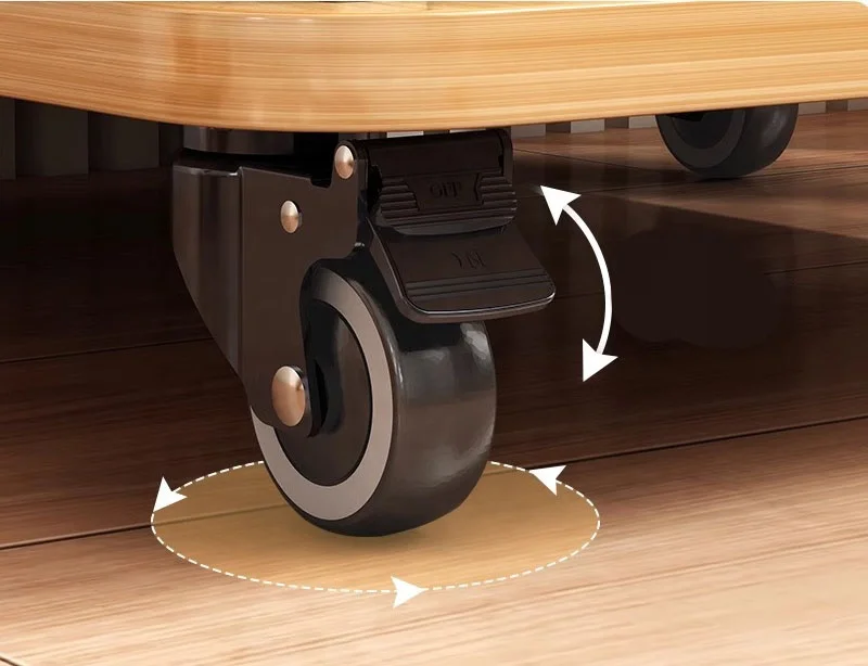 Rotating 360 Degrees Wooden Bookshelf Home Living Room Movable Student Cabinet with Wheels Wall Bookcase for Villa