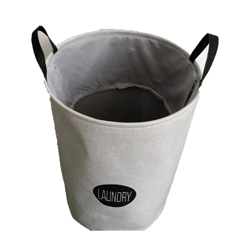 Folding Waterproof Fabric Cotton Canvas Laundry Baskets With Handle For Dirty Clothes Sundries