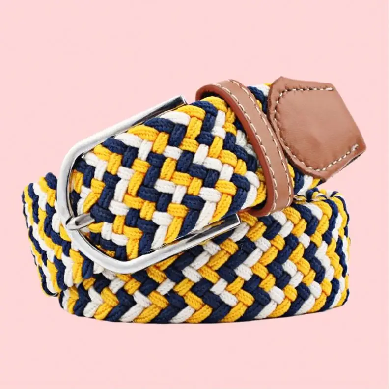 Wholesale Unisex Adult Casual Knitted Pin Buckle Belt Woven Canvas Elastic Belts Jeans Daily Use Pattern Girls