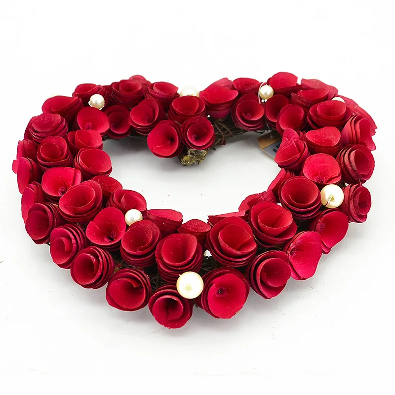 Венок в форме сердца из розовой сосны, свадебное украшение на День святого Валентина