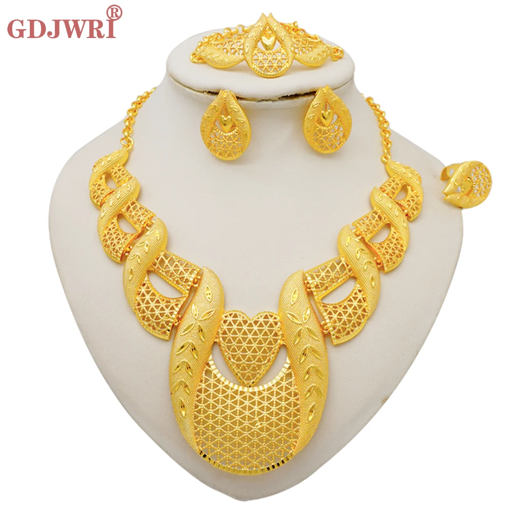 Ожерелье и серьги GDJWRI BJ1145 золото 18 к 24 роскошные аксессуары от производителя Позолоченные ювелирные изделия