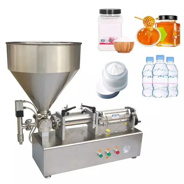 PPF-50T Hualian Volumetric Packing Packaging Oil Juice Sauce Honey Bottle Water Liquid Piston Filler Paste Filling Machine