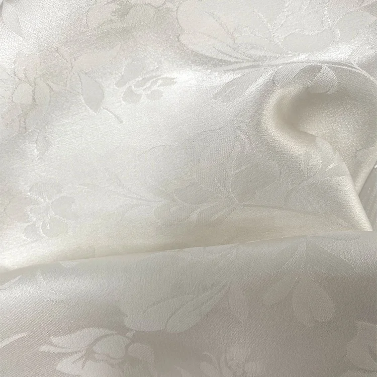 Professional Satin Jacquard Embroidered Printing 100% Pure 100% Silk Fabrics Custom Colors 100% Silk Knitting Fabric For Dress