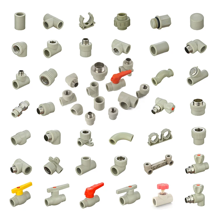 Wholesale Water Pipe Materials Ppr Pipes And Fittings Manufacturer Catalog Price List PN25 Grey Ppr Fittings