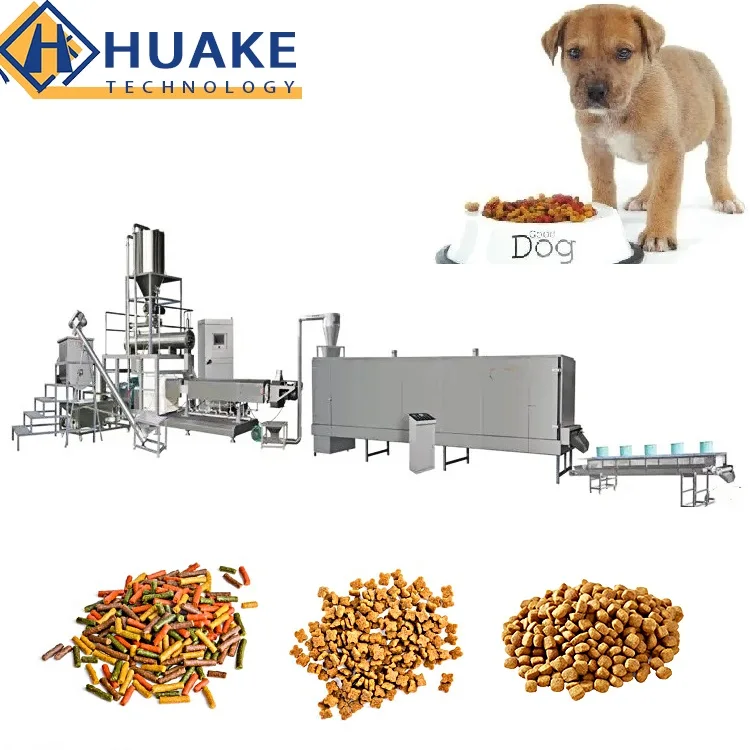 100-3000kg/Hr Industrial Automatic Wet Dry Animal Pet Dog Cat Food Manufacturing Extruder  Processing Maker Plant