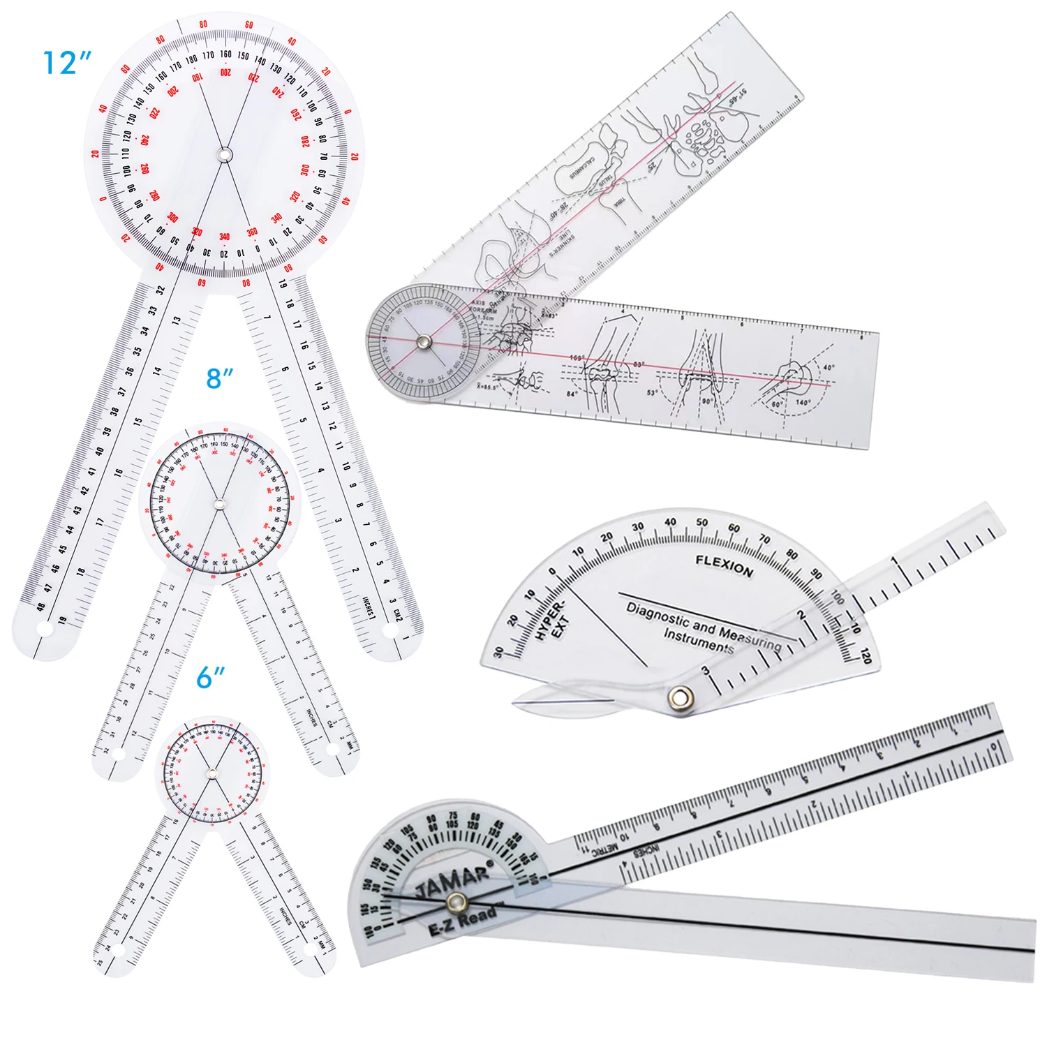 Wholesale Plastic Goniometer Set Customized Medical Ruler for Physical Therapy