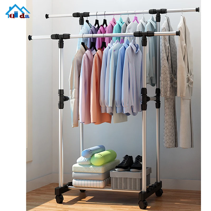 Rolling Garment Rack Stainless Steel Clothes Rack