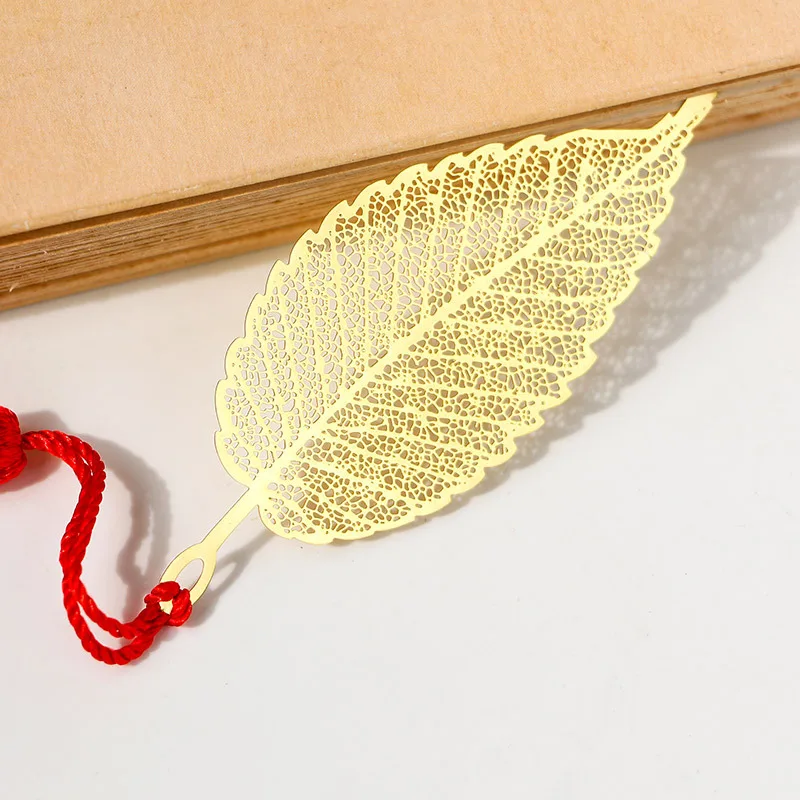 Metal Material And Etching Technique Custom Leaf Cut Out Gold Plated Brass Bookmark Custom Metal Bookmark