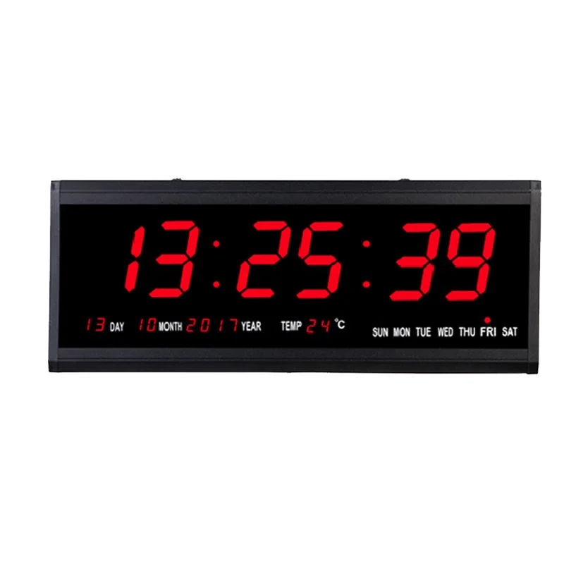 YIZHI Large LED Display LED Digital Wall Clock Electric Calendar Indoor Temperature Date and Day of Week Calendar Clock