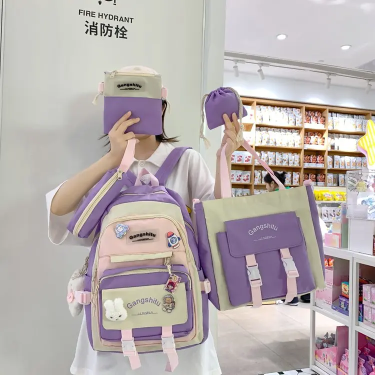 Primary School Fashionable Laptop Backpack for Girls Durable Waterproof Kids Backpack with Polyester Lining and USB Features