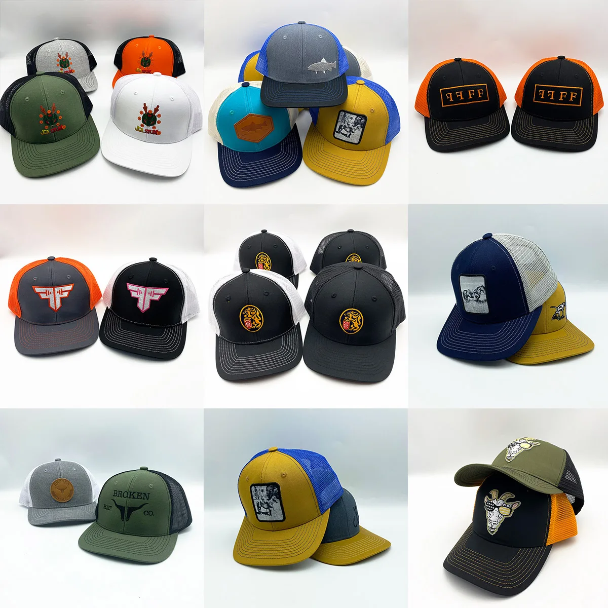 Custom Visor Embroidery Snapback Cap Low Moq Gorras Leather Patch Richardson Plain Trucker Hat