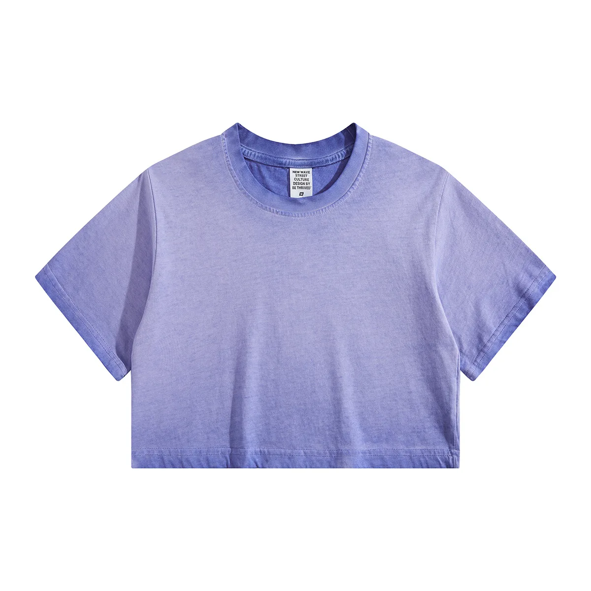 Women Crop Top Tshirt Women Ombre Color Gradient Print T-shirt Women Acid Wash Plain Loose Casual Tee Cotton Cropped T shirt