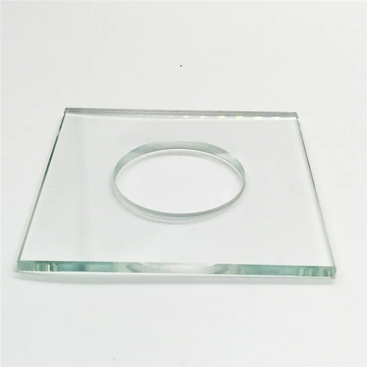 Custom Factory Tempered Glass Panel with Square & Holes Transparent Flat Pattern Fine Grinding Edge Deep Processing Glass Sheet