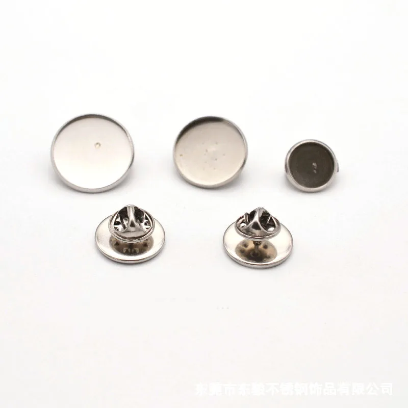 BSCI AUDIT factory 8mm 10mm 12mm 14mm 16mm 18mm 20mm 25mm 30mm stainless steel brooch tray base blank lapel pin cabochon