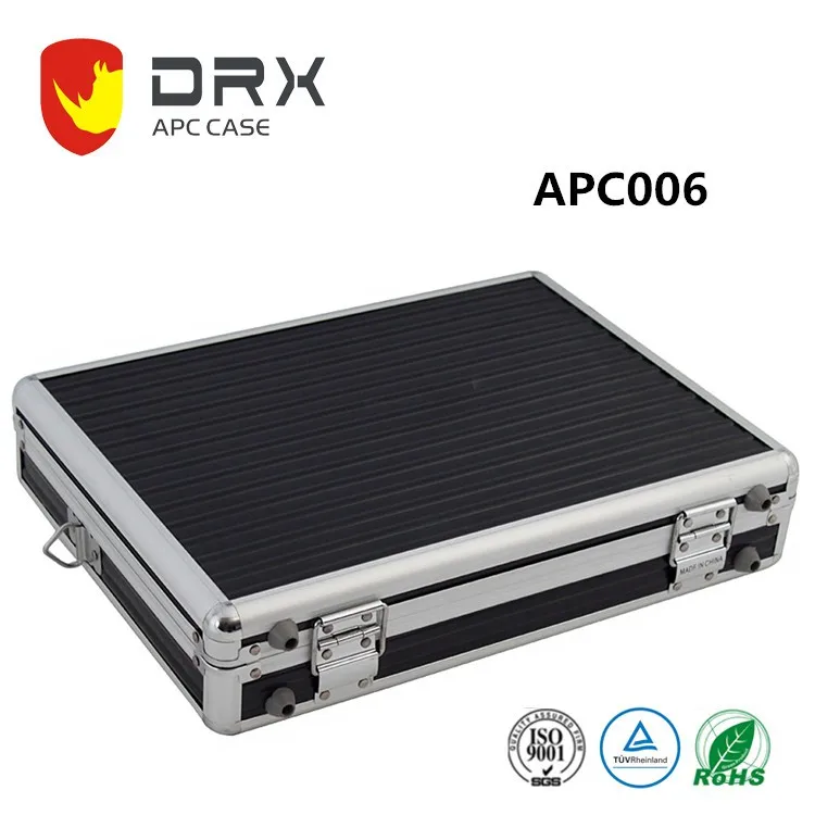 APC006      380*280*80mm     Aluminum Hard Case Foam Black Briefcase Portable Tool Case Aluminum Carrying Case