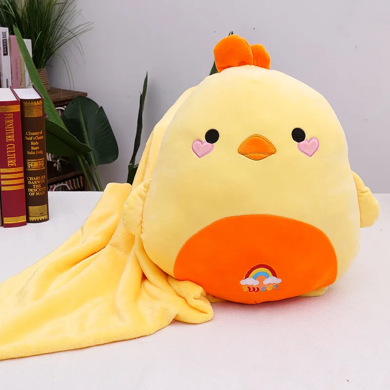 Kawaii New Fat Chicken Bear Rabbit Penguin Pig Dinosaur Plush Pillow Toys Soft Stuffed Animal Doll Chair Cushion with blanket