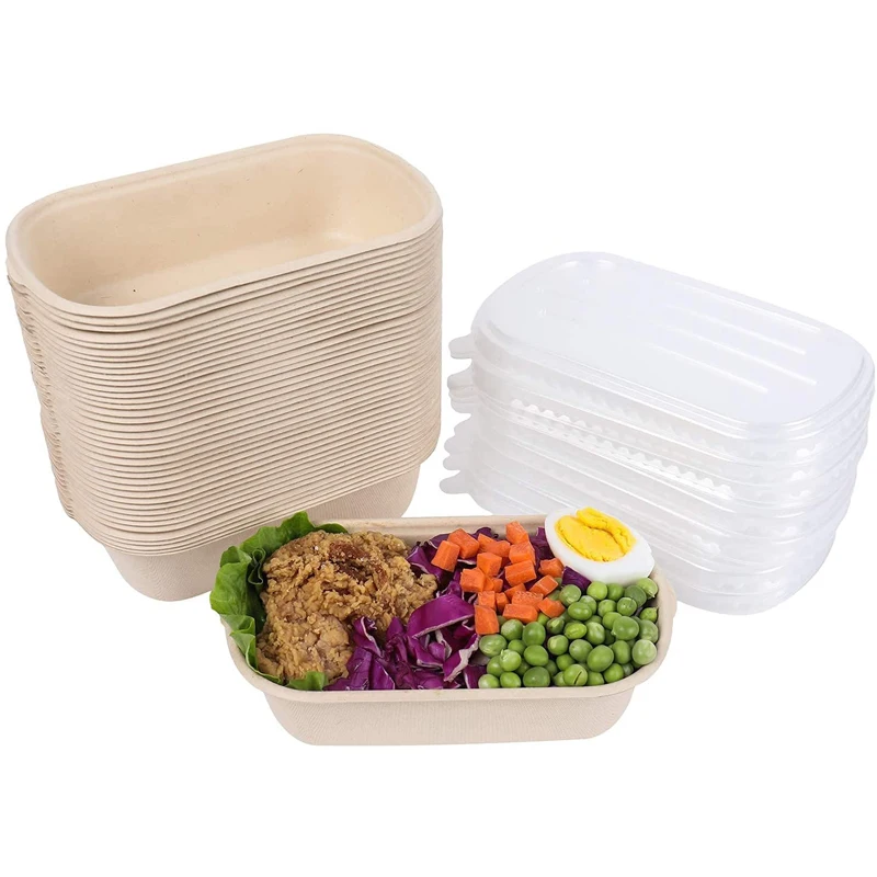 Disposable Kraft Paper Box Take Away Salad Fruit Bowls 100% Compostable Lunch Food Container Packaging Box For Restaurant